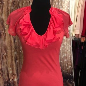 EXPRESS Coral Red Flutter sleeve Blouse/Shirt